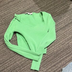 Green Ribbed Women's Sweater